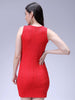 Women's Red Fitted Textured Bodycon Dress