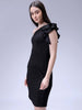 Women's Black Fitted Textured One Shoulder Dress