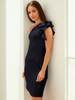 Women's Black Fitted Textured One Shoulder Dress