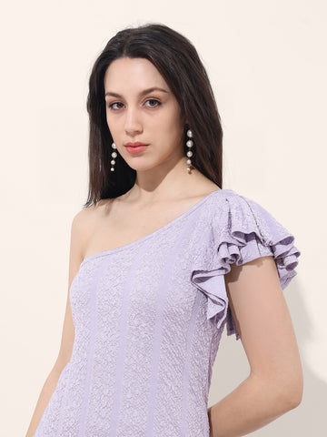 Freehand Women Fitted Textured One Shoulder Dress