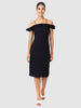 Women's Black Textured Ruffle Dress