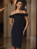 Women's Black Textured Ruffle Dress