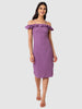 Women's Purple Textured Ruffle Dress