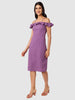 Women's Purple Textured Ruffle Dress