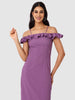 Women's Purple Textured Ruffle Dress