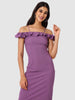 Women's Purple Textured Ruffle Dress