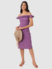 Women's Purple Textured Ruffle Dress