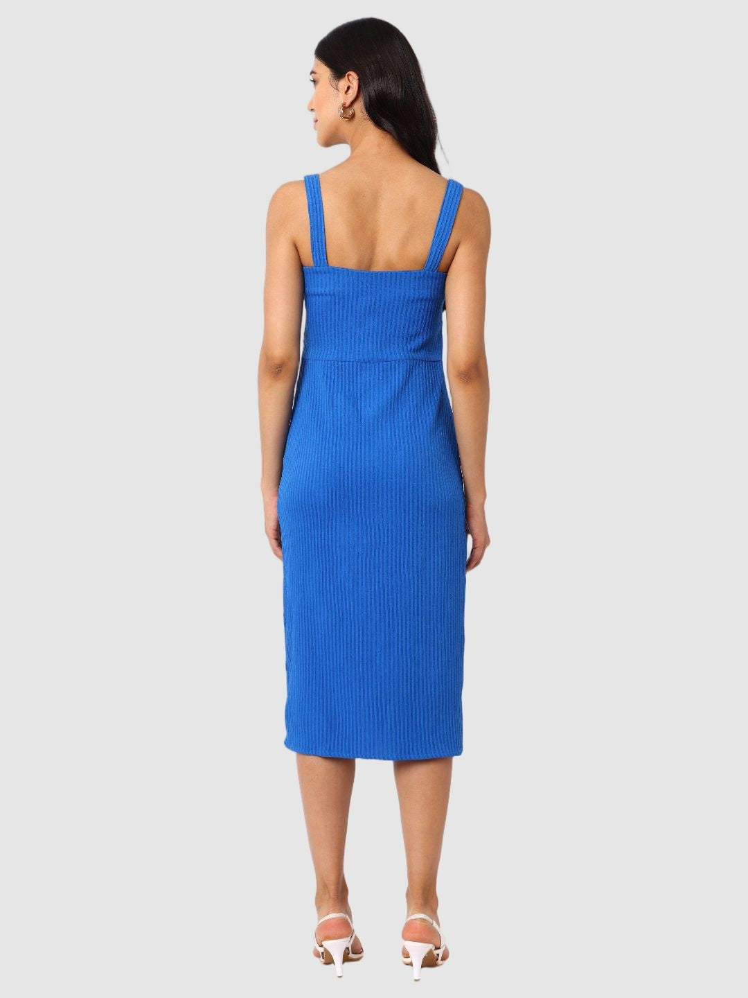 Women's Blue Textured Bodycon Dress