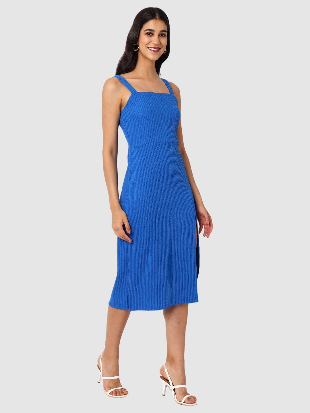 Women's Blue Textured Bodycon Dress