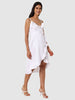 Women's White and Flared Textured Wrap Dress
