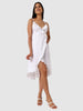 Women's White and Flared Textured Wrap Dress