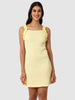 Women's Yellow and Flared Textured Ruffle Dress