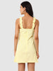 Women's Yellow and Flared Textured Ruffle Dress
