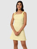 Women's Yellow and Flared Textured Ruffle Dress