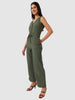 Women's Green Fit Textured Jumpsuit