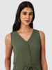 Women's Green Fit Textured Jumpsuit