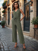 Women's Green Fit Textured Jumpsuit