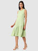 Women's Green Fit Textured Tiered Dress