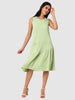 Women's Green Fit Textured Tiered Dress