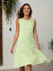 Women's Green Fit Textured Tiered Dress