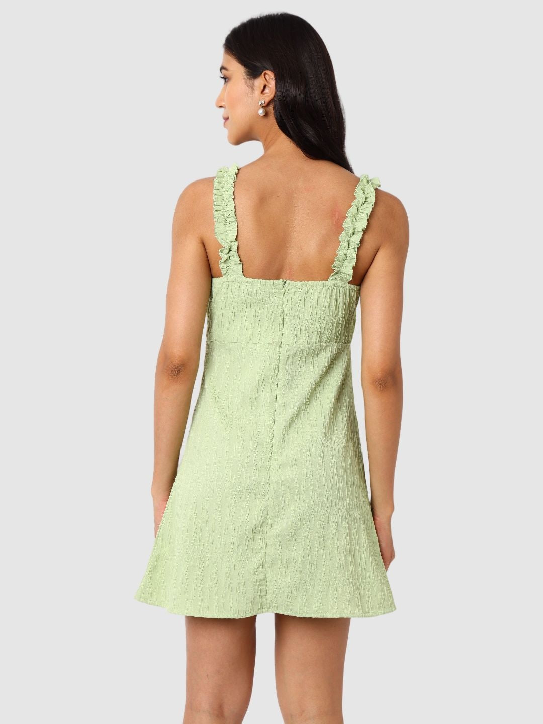Women Regular Fit Green Sleeveless Dress