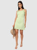 Women Regular Fit Green Sleeveless Dress