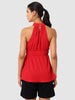Women's Red And Flare Textured Peplum Top