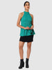 Women's Green And Flare Textured Peplum Top