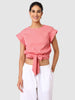 Women's Pink Fit Textured Boxy Top