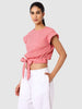 Women's Pink Fit Textured Boxy Top