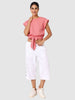 Women's Pink Fit Textured Boxy Top