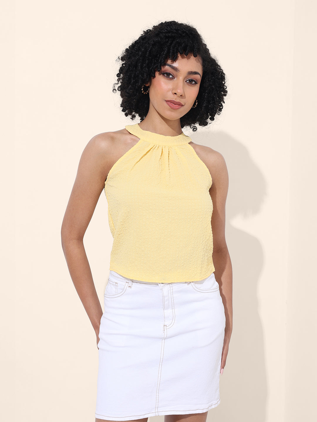 Women's Yellow Regular Fit Casual Top