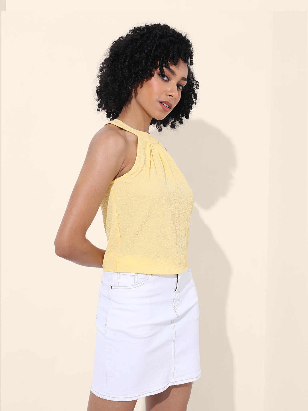 Women's Yellow Regular Fit Casual Top