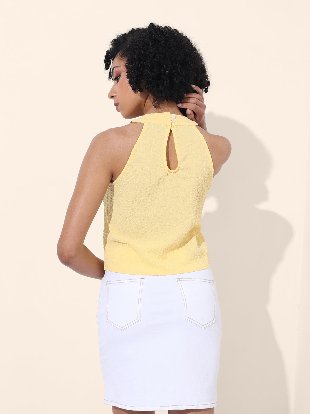 Women's Yellow Regular Fit Casual Top