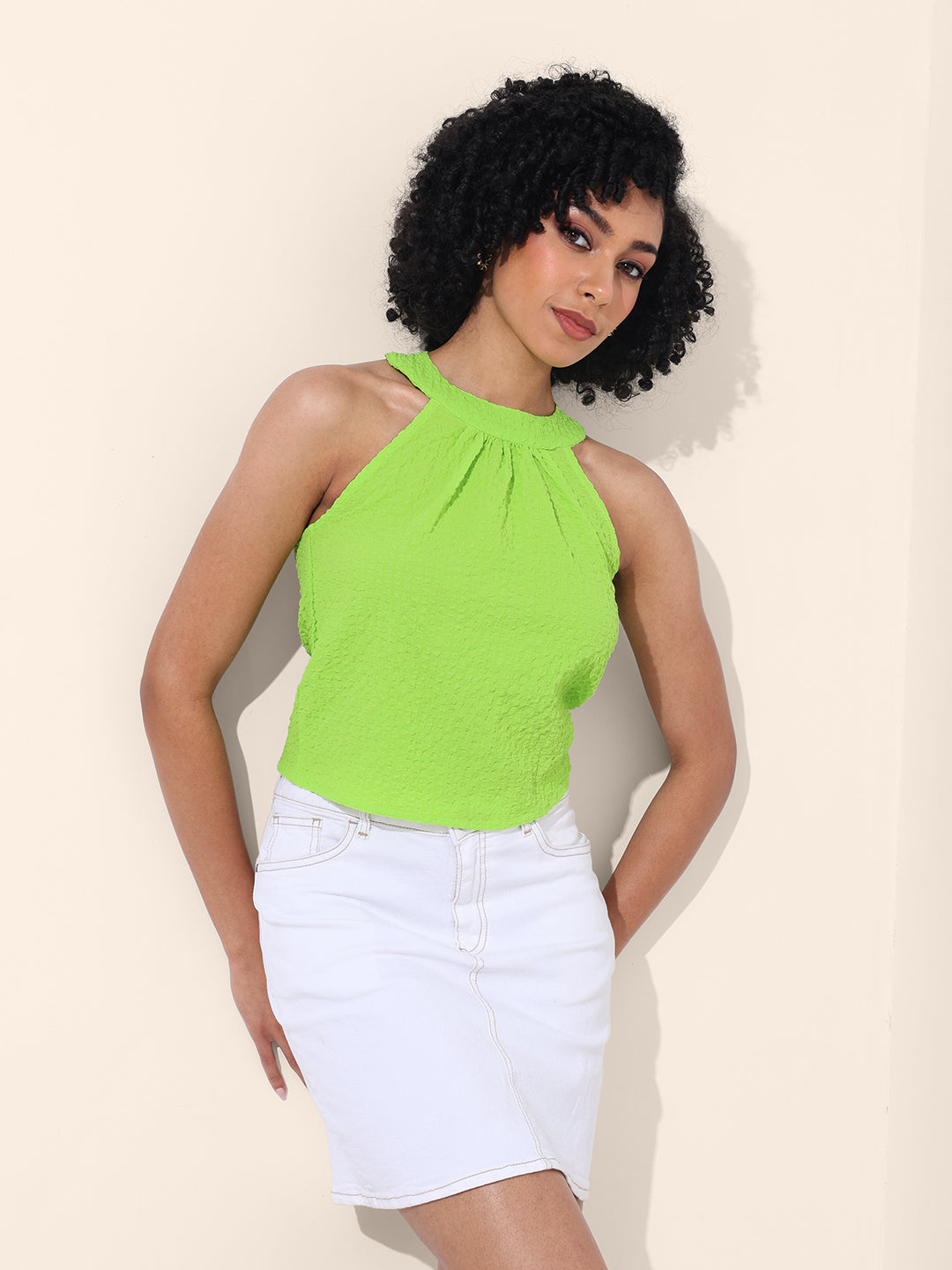 Women's Green Regular Fit Casual Top
