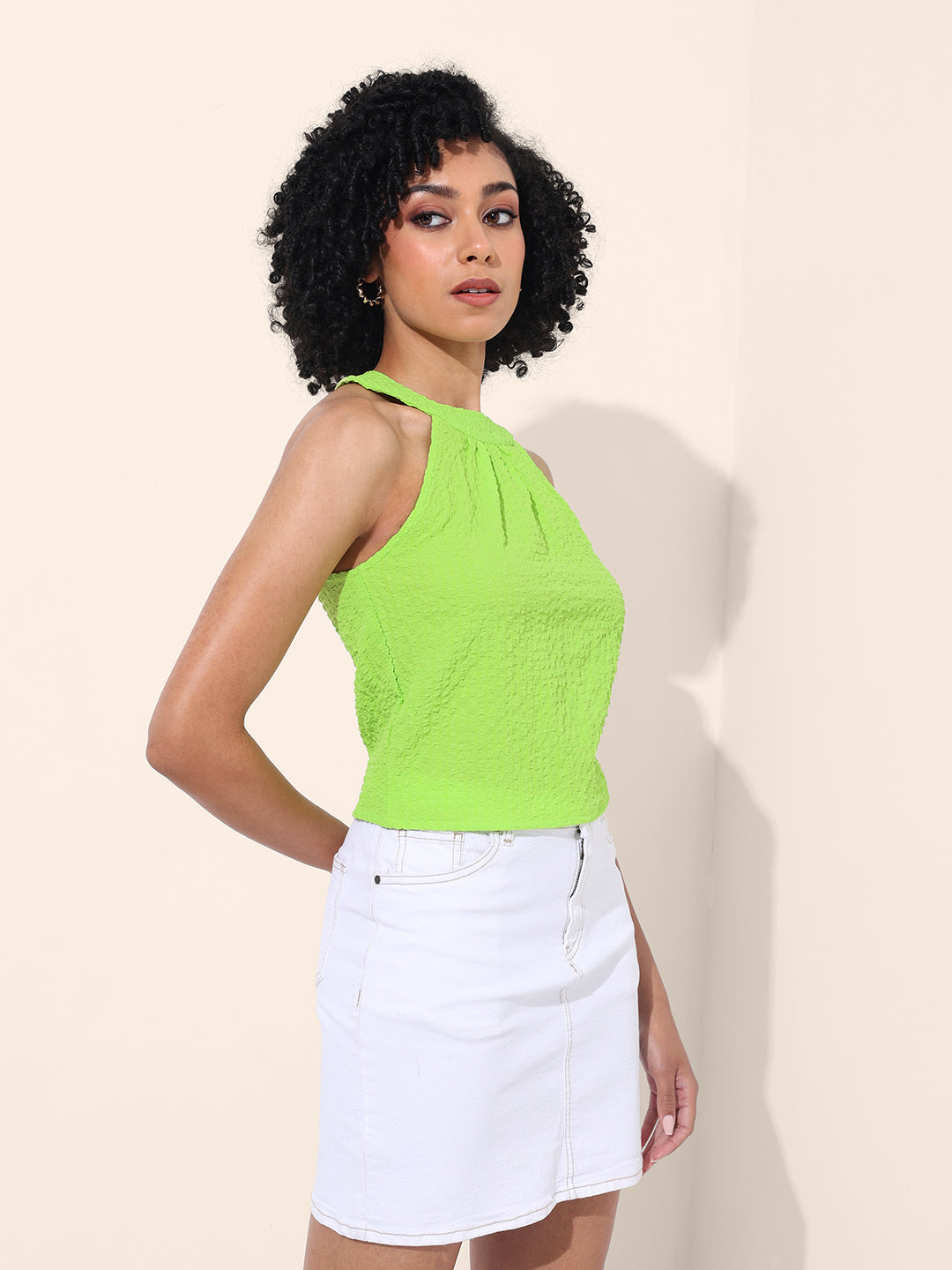 Women's Green Regular Fit Casual Top