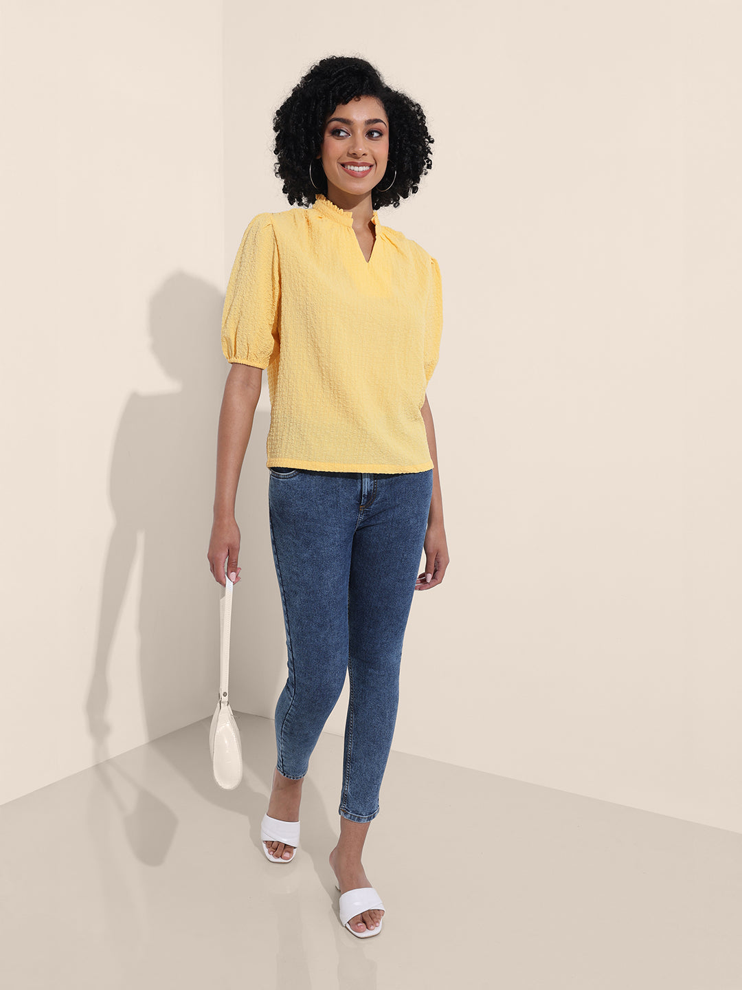 Women's Yellow Regular Fit Casual Top
