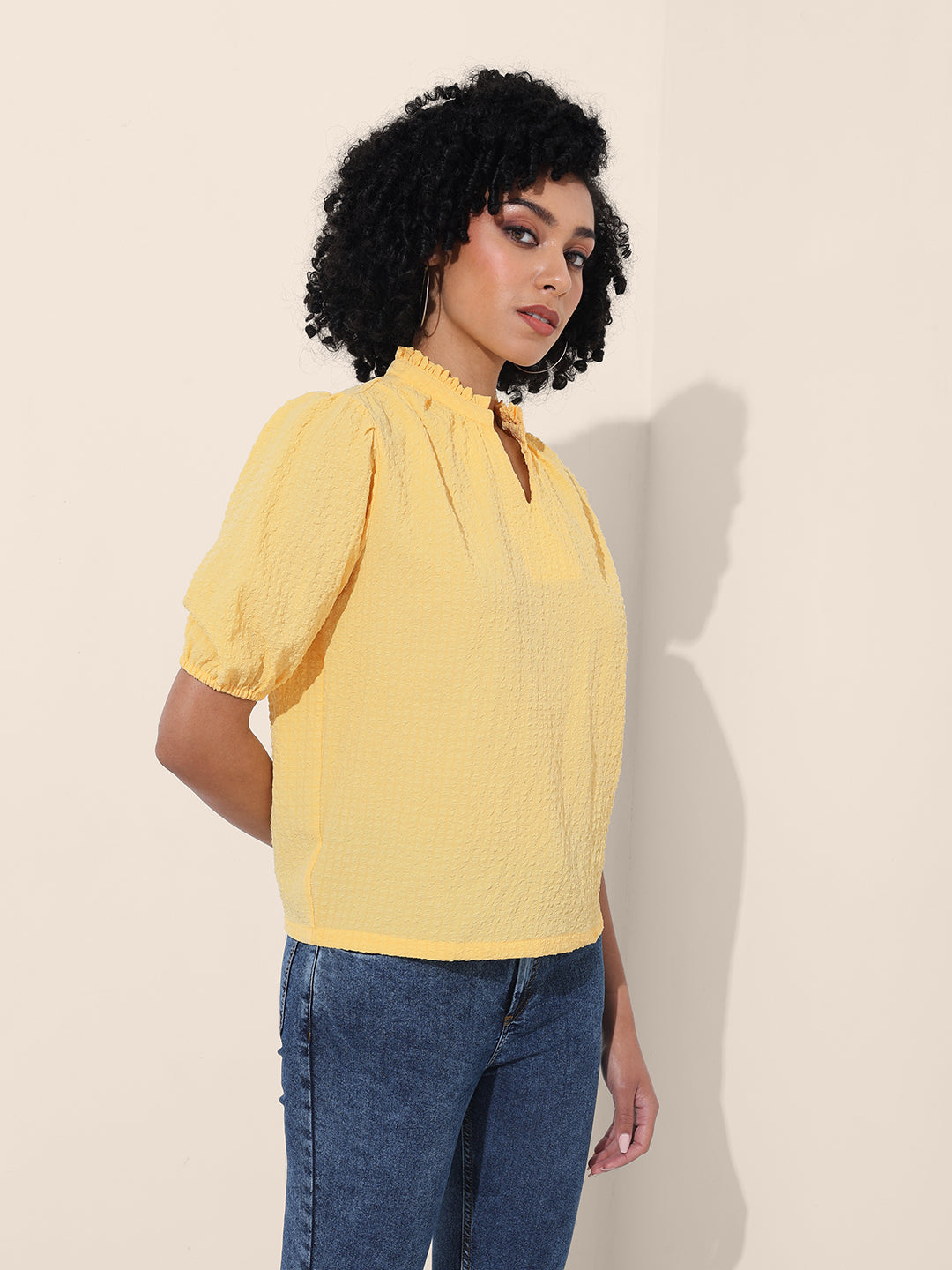 Women's Yellow Regular Fit Casual Top