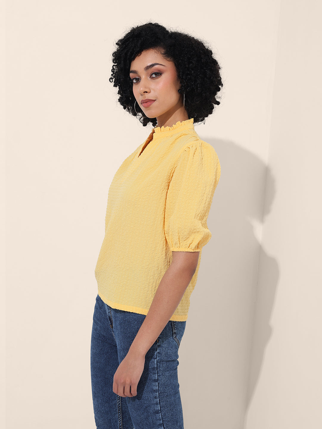 Women's Yellow Regular Fit Casual Top
