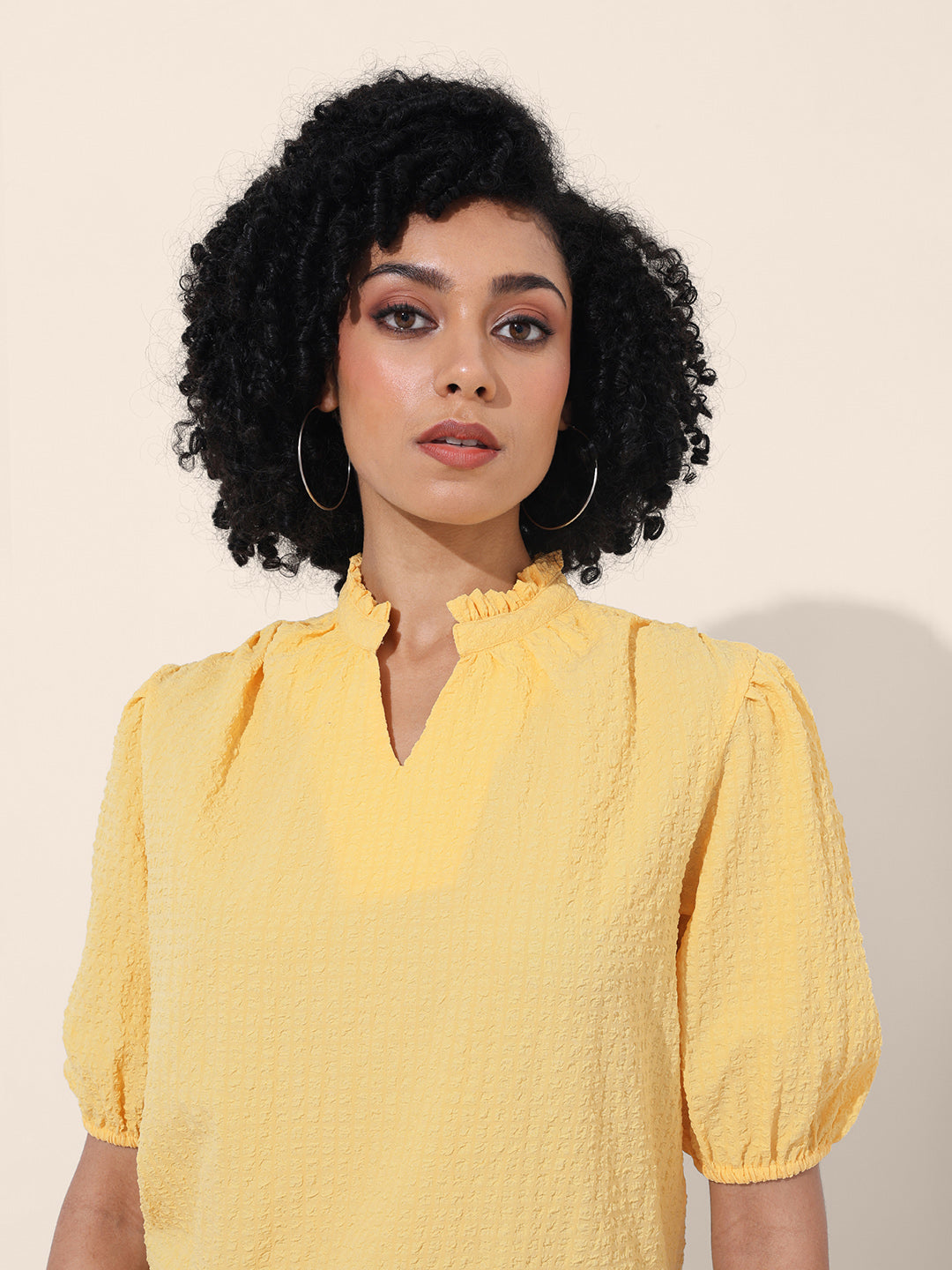 Women's Yellow Regular Fit Casual Top