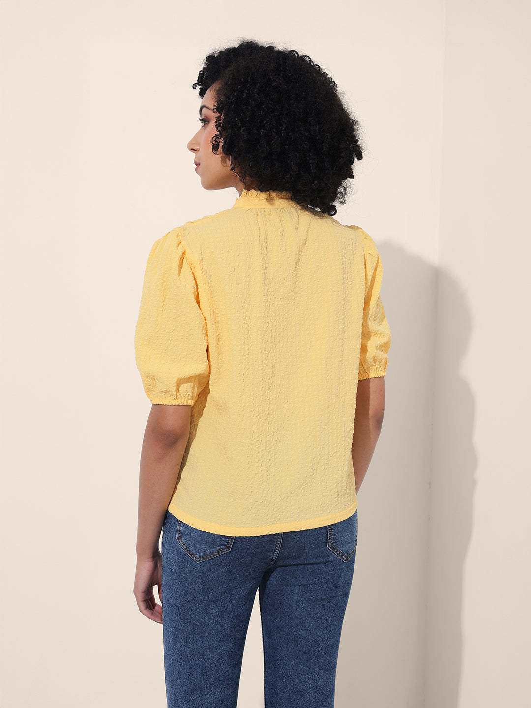 Women's Yellow Regular Fit Casual Top