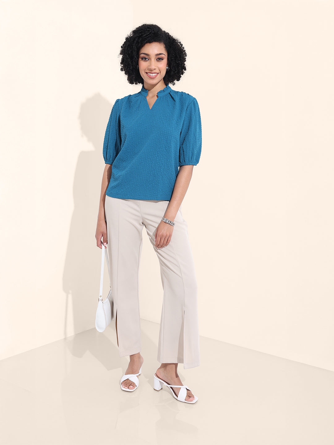 Women's Blue Regular Fit Casual Top