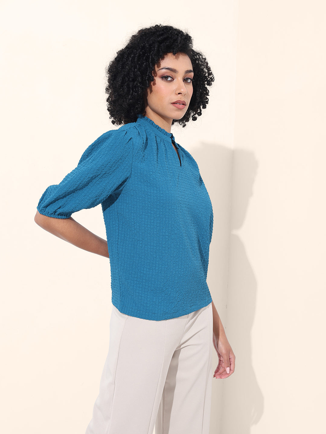 Women's Blue Regular Fit Casual Top