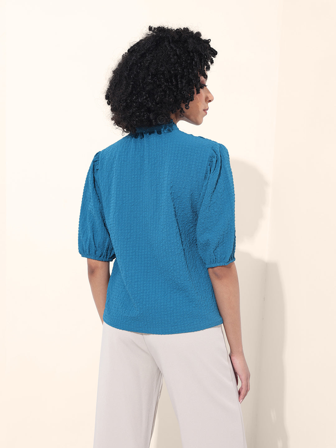 Women's Blue Regular Fit Casual Top