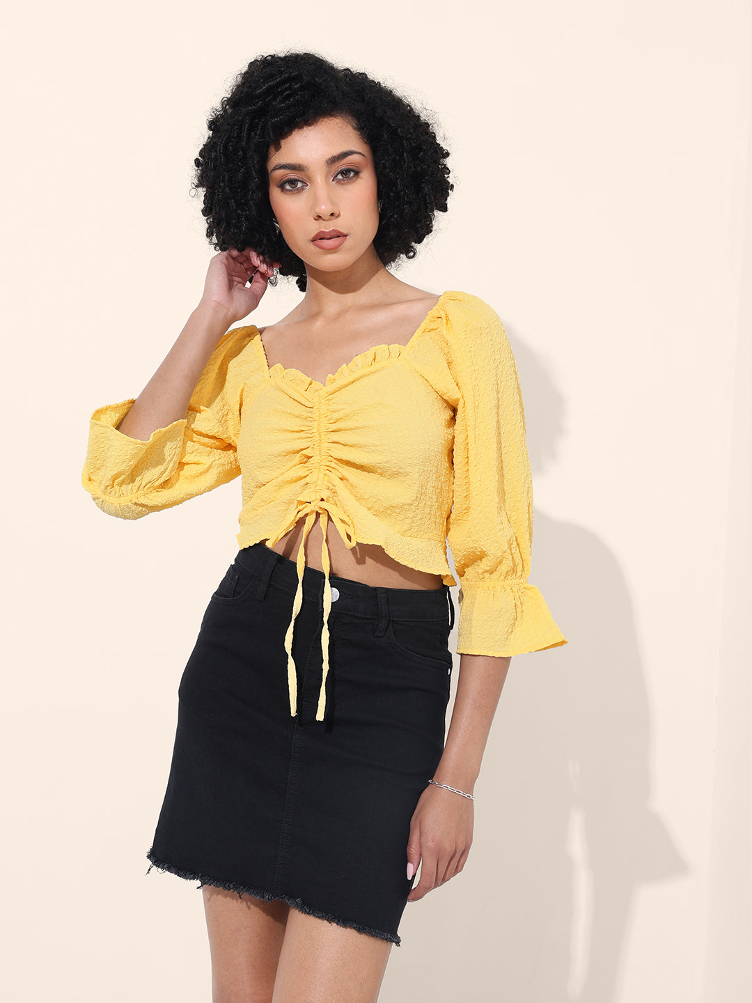 Women's Yellow Regular Fit Casual Top