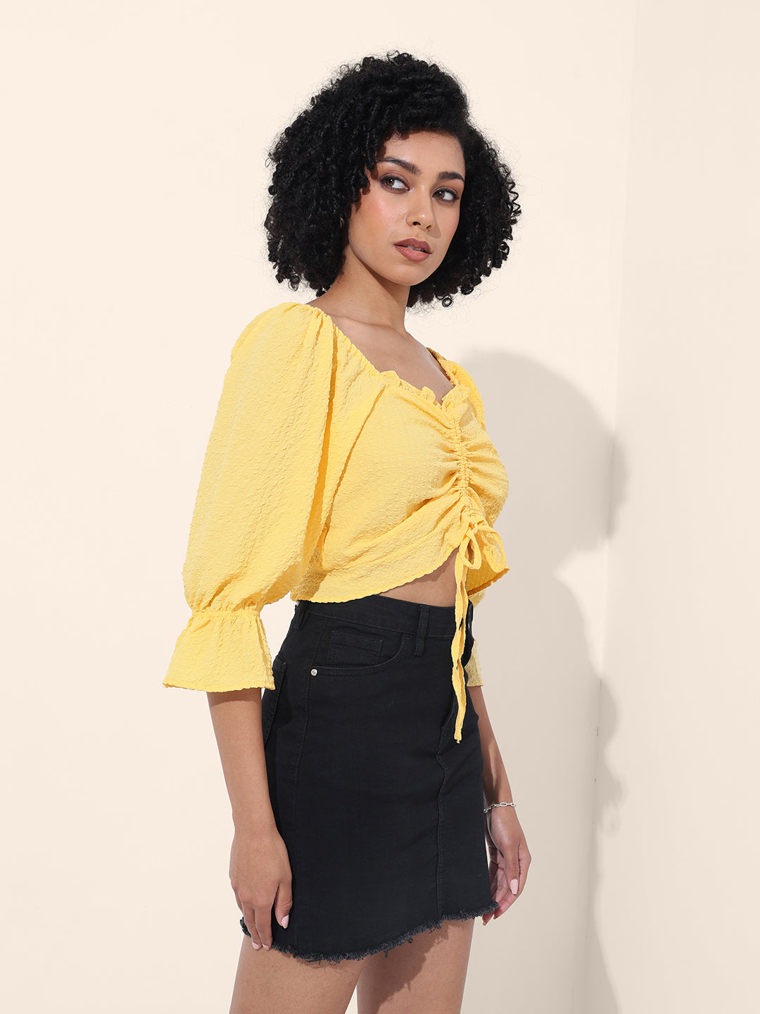 Women's Yellow Regular Fit Casual Top