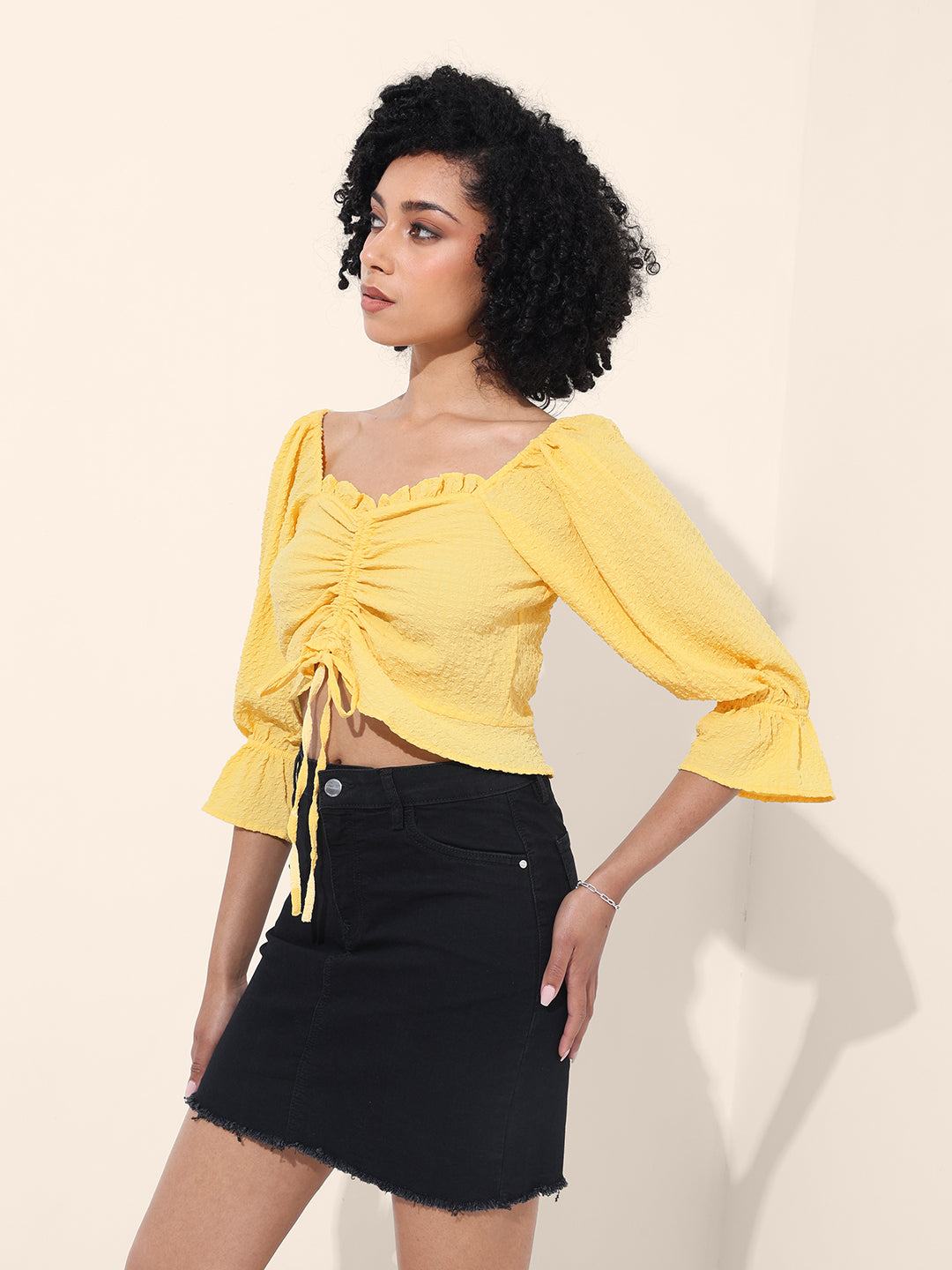 Women's Yellow Regular Fit Casual Top