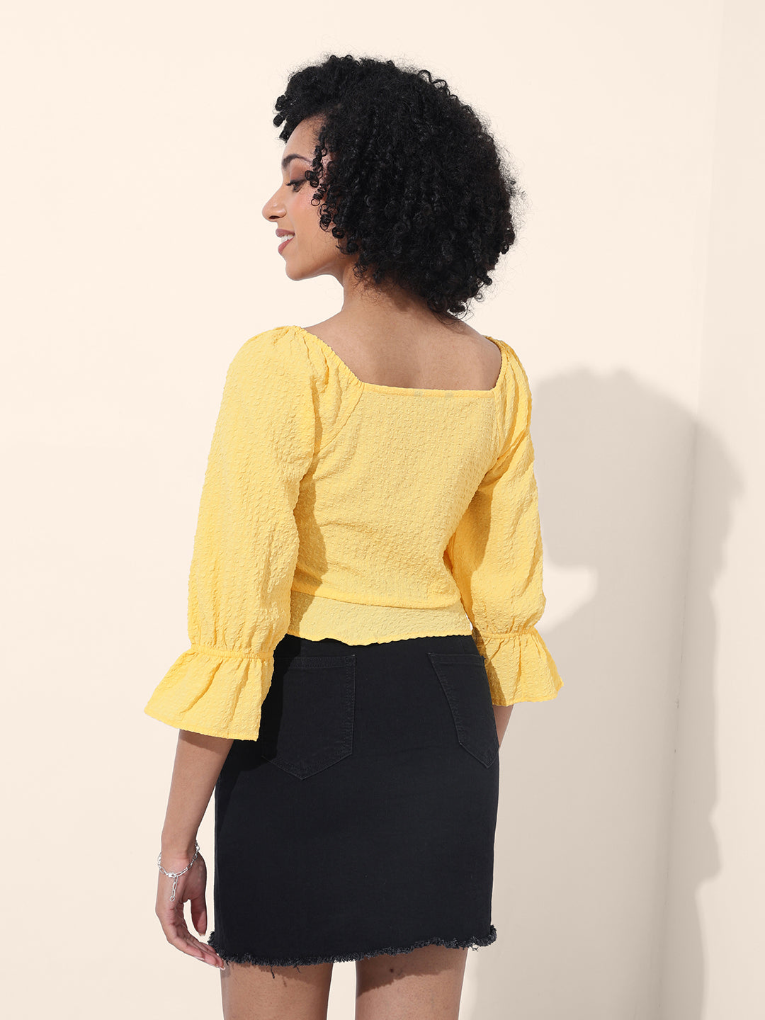 Women's Yellow Regular Fit Casual Top