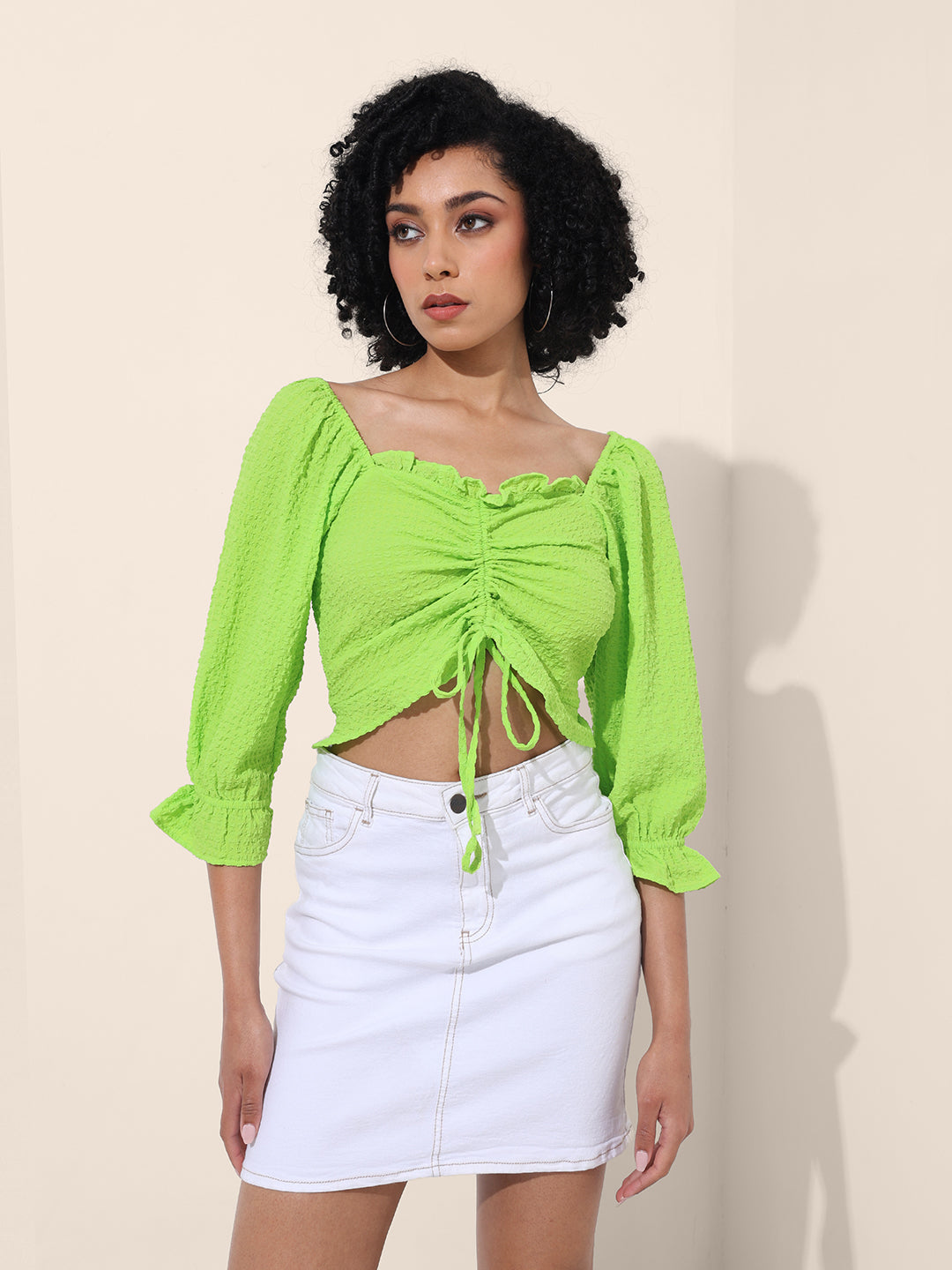 Women's Green Regular Fit Casual Top