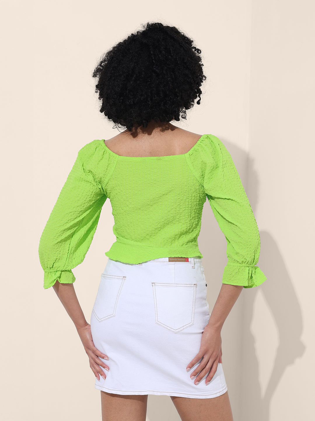 Women's Green Regular Fit Casual Top